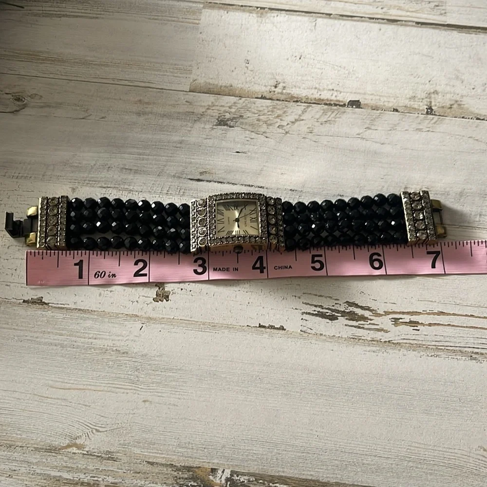 Sparkling Heidi Daus Black Beaded Crystal Watch.
